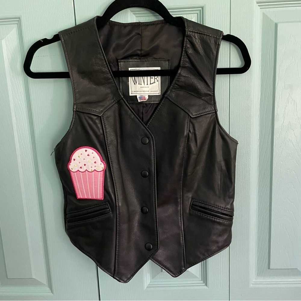 J. Winter Leatherwear Genuine Leather Moto Vest Womens 8 Cupcake Cute Motorcycle